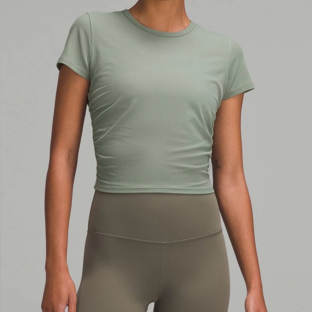 All It Takes T-Shirt Ribbed Nulu in grey eucalyptus